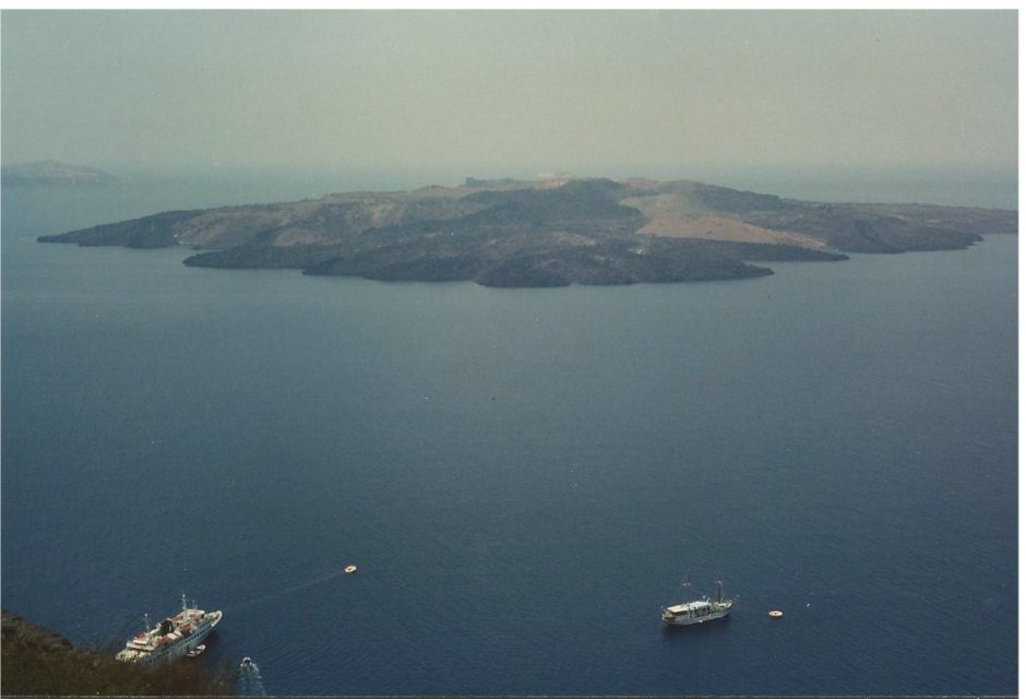 Looking down from Santorini