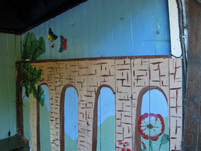 Delight in a child's painted aqueduct