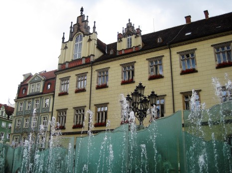 Fountains in Wroclaw's main square