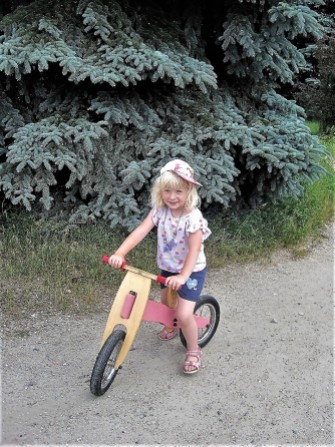 Nadia, with 'no pedal' bike